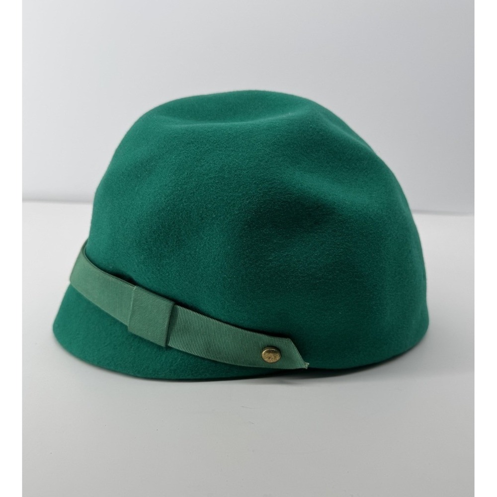 Vintage 60's Oleg Cassini Green Wool Cloche Hat Union Made Equestrian Chic - Picture 4 of 16